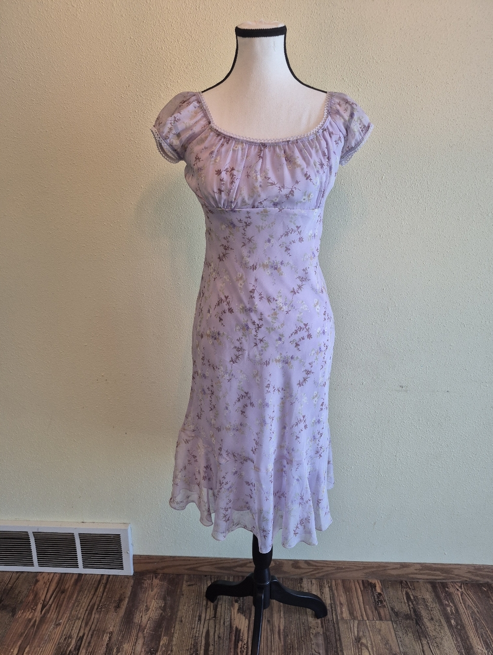 Vintage Y2K Studio Y Milkmaid Boho Slip Dress Floral Lilac Size 3/4